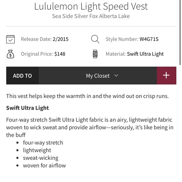 NWT Lululemon Light Speed ultralight vest blue/light gray size 8 - Picture 15 of 15